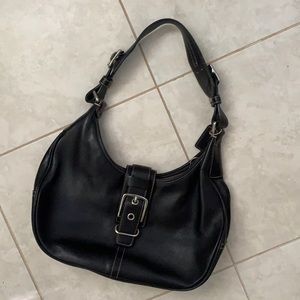 Vintage leather black shoulder bag